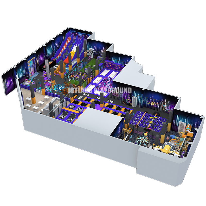 Aerial view of indoor commercial play equipment layout