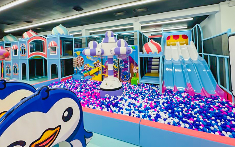 Commercial indoor play center setup generating monthly income from families