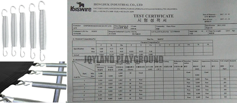 High-tension galvanized springs for trampoline systems