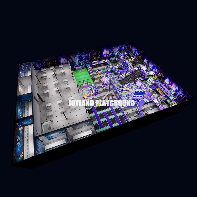 Closeup image of indoor trampoline structure materials