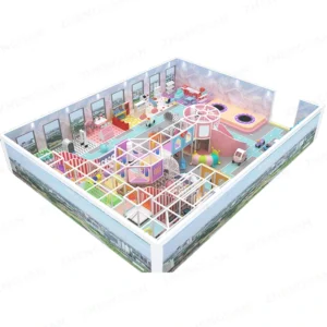 350m² Pastel Garden Indoor Playground with Mini Trampolines