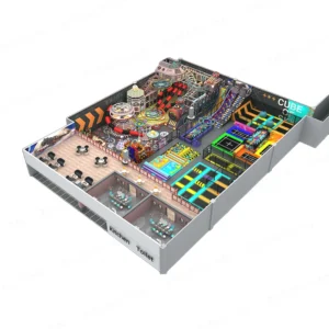1400m² neon cube commercial trampoline park design