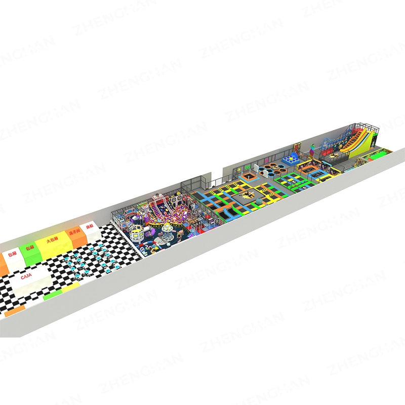 1600m² racing challenge commercial trampoline park design