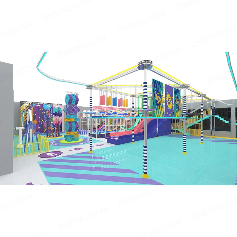 Top-view layout of 2000m² commercial trampoline park
