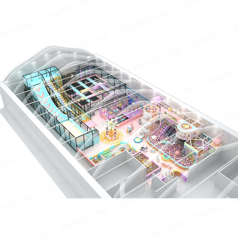 700m² pastel family fun commercial trampoline park design