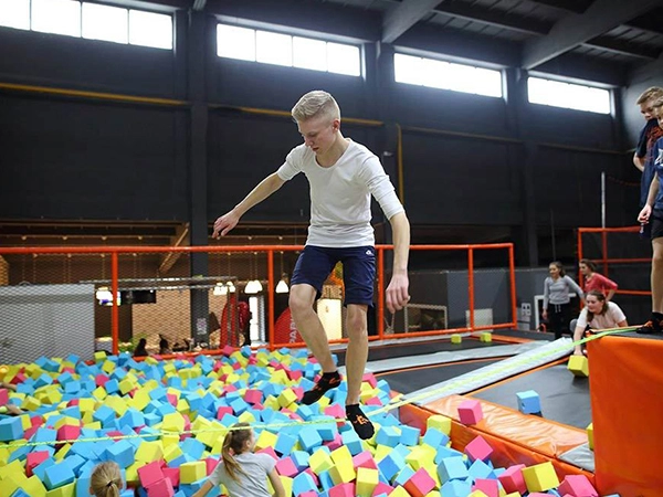 Trampoline Slackline for commercial indoor play venues
